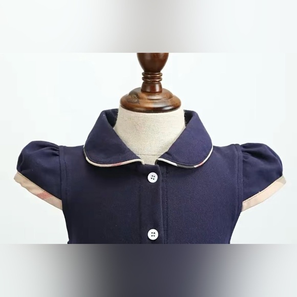 NWT Girl’s Preppy Peter Pan Collar Short Sleeve Designer Style Children’s Dress - Picture 4 of 9